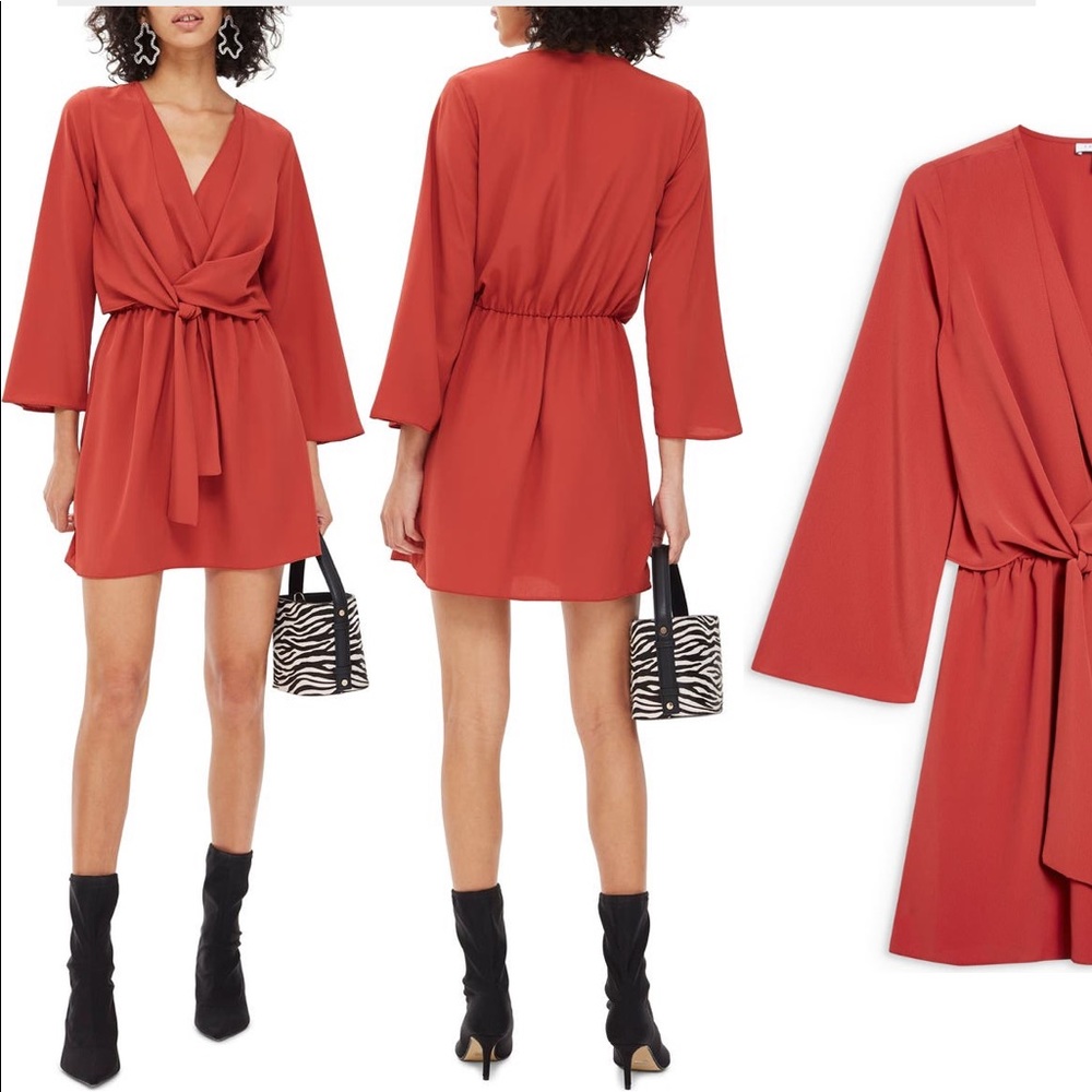 Topshop Tiffany Knot Dress - Rust